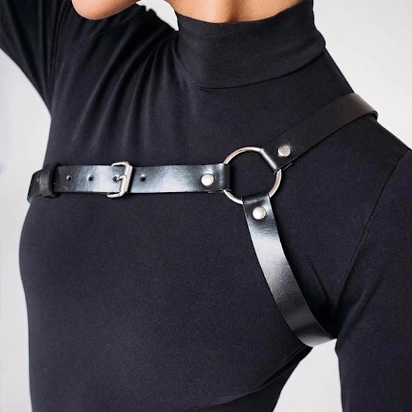 Punk Bröstsele Bälten Dammode Gotiska Kroppsremmar Bondage Bur Läder Midjebältshängslar Bdsm Kvinna Accessoarer bra 04
