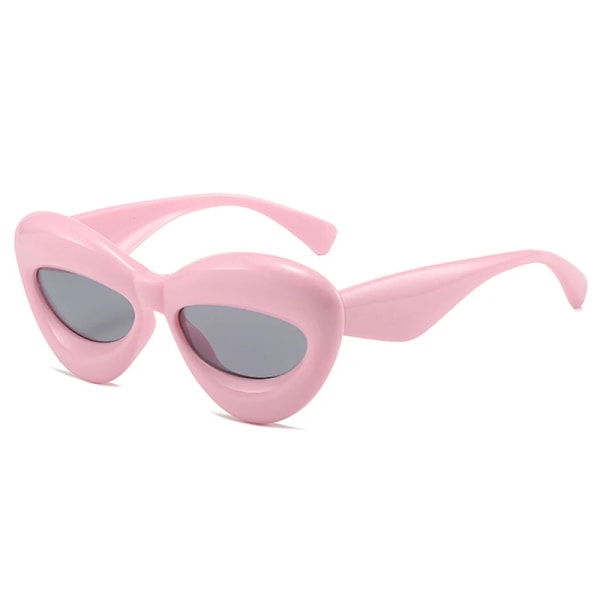 SO&EI Retro Cat Eye Candy Färg Solglasögon Dammodemärke Designer Ovala linsskydd UV400 Män Gul Rosa Solglasögon Pink grey As the picture