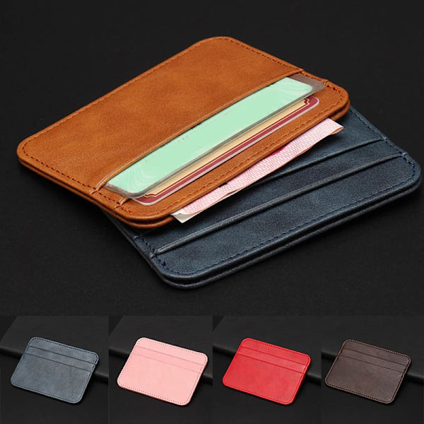 Ny tunn miniplånbok i PU-läder Smal bankkreditkortshållare 5 kortplatser för män Business Small ID- case för man handväska Korthållare 2  10x8cm