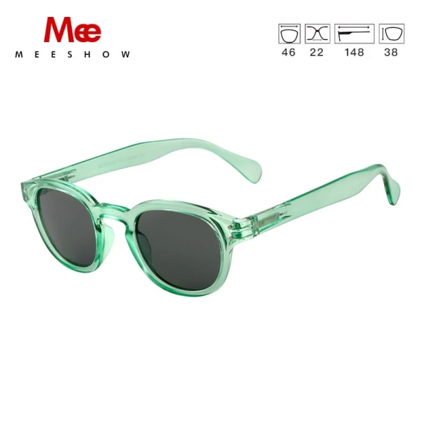 Meeshow Design 2023 Män Kvinnor Retro Mode Solglasögon kristall Design Rund Båge 100 % UV-skydd Nylon Lins Solglasögon Shiny Green Sunglasses