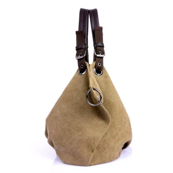 Kvinnor Canvas Messenger-väskor Kvinnliga Crossbody-väskor Solid axelväska Mode Casual Designer Kvinnlig Handväska Stor kapacitet Tote Khaki