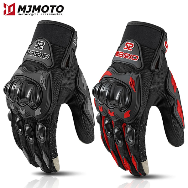 Sommar Andningsbara Hel Finger Motorcykelhandskar Halkfria Slitstarka Motocross Racinghandskar Pekskärm Moto Bikerhandskar Red L