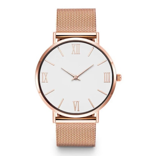 Damklockor Lyx Rose Gold Urtavla Topp Märke Rostfritt Stål Klänning Quartz Armbandsur Mesh Armband Kvinnlig Klocka Hot Zegarek Damski Rose