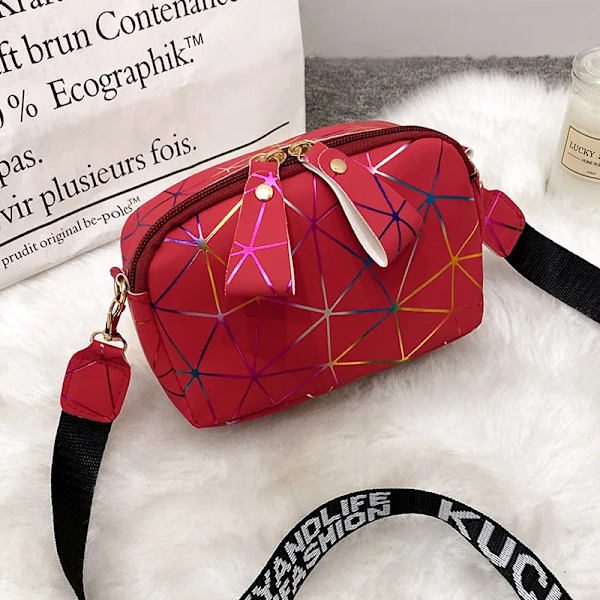 Ny liten dragkedja Crossbody-väskor för kvinnor sommar PU-läder Axelväska för flicka Handväska Mode telefonväska Red