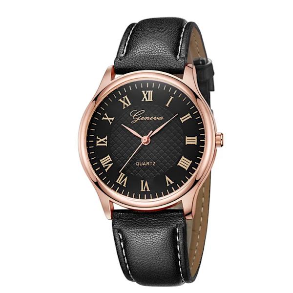 Ny svart roséguld metall herrklockor Mode romersk rund urtavla Ultratunn watch för män Relogio Masculino Black rose