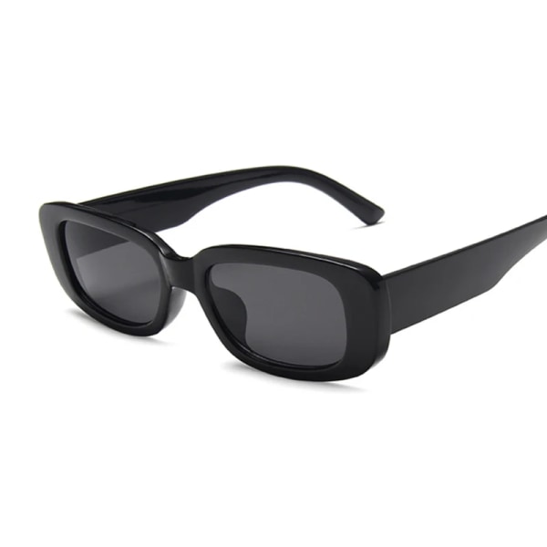 Mode Svarta fyrkantiga solglasögon Kvinna Lyxmärke Små rektangulära solglasögon Kvinnlig Gradient Klar Spegel Oculos De Sol Clear Grey