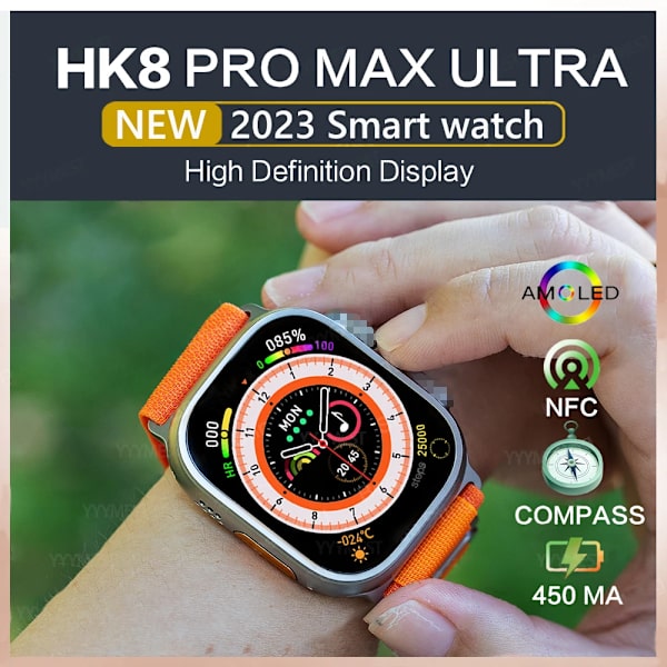 HK8 Pro MAX Ultra Smart Watch Series 8 49 mm 2,12 tum Amoled HD-skärm Hög uppdateringsfrekvens NFC Kompass Man Kvinna Sport SmartWatch and alpine strap-c