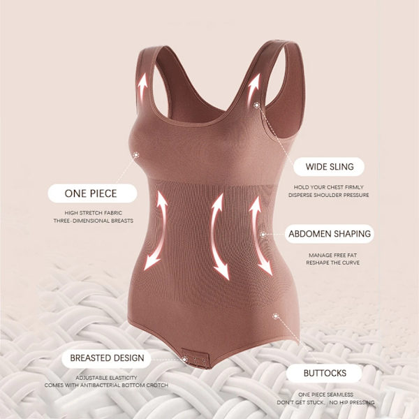 Stor storlek One Piece Body Shapewear Waist trainer Damkorsett Sömlösa magbyxor Grenspänne Slimmande underkläder Beige M-L