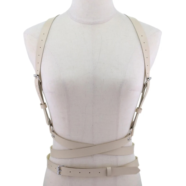 Europeisk och amerikansk PU Korsett Midjebälte Bröstrem Personlighet Trend Kroppssele Rem Sexig Sling Punk Gothic Bälte Skin One size