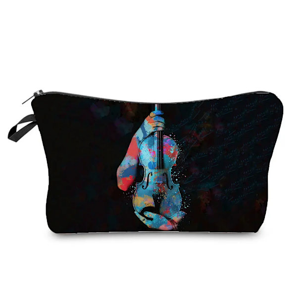 Högkvalitativ organizer Bärbart case Piano Gitarrmålning Dam Sminkväska Värmeöverföring Musiknoter Print Kosmetiska väskor hz7339 Music Bag