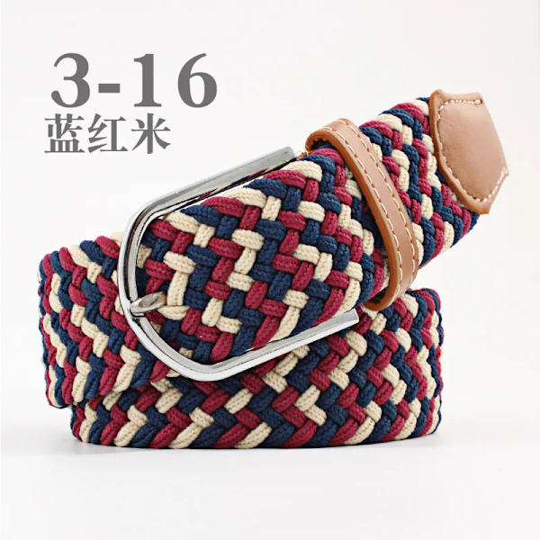 Unisex elastiskt tyg vävt Casual bältesnål Spänne Expanderbart flätat stretchduk Enkelt och snyggt fritids män kvinnor bälte FB blue red beige 3.3cmX107cm