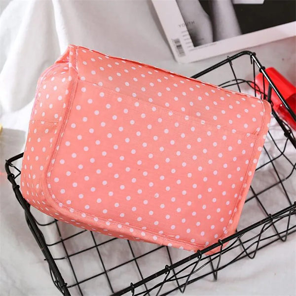 Resekrok Kosmetikväska Dam Sminkväska Vattentät Toalettartiklar Skönhetspåse Unisex badrum Nödvändig smink Organizer Pink dot