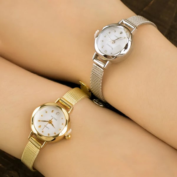 Nya Top Dam Klockor Dam Guld Casual Quartz Armband Watch Dam Metal Mesh Rostfritt Stål Klänning Klockor Relogio Feminino silver