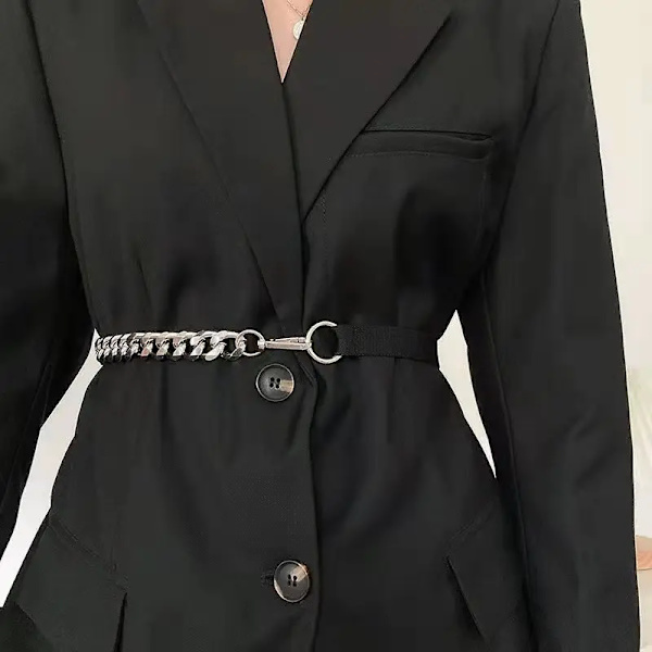 Gyllene kedja bälte Elastiskt silver metall midjebälten för kvinnor Hög kvalitet Stretch Cummerbunds dam kappa Ketting Riem midjeband Golden 67cm  elastic67-95cm