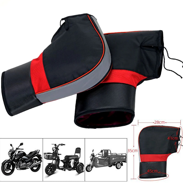 Motorcykelhandskar Vattentäta Vindtäta Varma Vinterhandskar Motor Scooter Elfordon Reflex Motocross Styrhandskar 2PCS Red