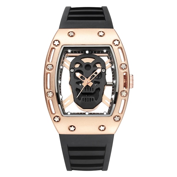 Kimsdun Watch For Herr Toppmärke Lyx Vattentät Tonneau Hollow Out Skull Man Armbandsur Silikon Relogio Masculino 2022 rose black