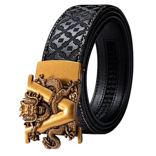 Designer Black Leather Herrbälten Prägling Spärrrem Midjeband Automatiska spännen Glidklänning Jeansbälte för män 110CM-130CM 2337DPA 110cm