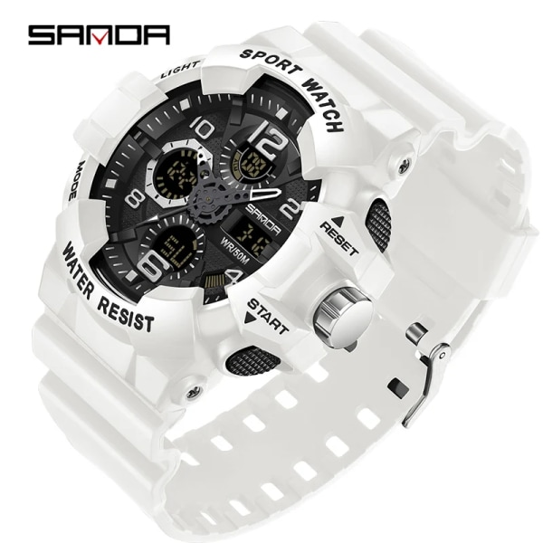 SANDA Brand G- Style Military Watch Herr Digitala Sportklockor För Man Vattentät Elektronisk Armbandsur Herr 2022 Relogios white