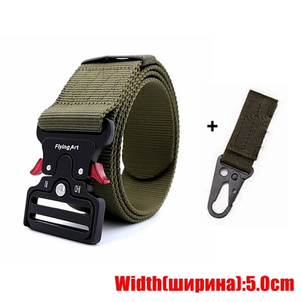 125-145CM taktiskt armébälte Militärträning Battle Nylon midjebälte Överlevnadstillbehör Krok Automatiska metallspännen för män 5.0cm G belt 1 hook 125cm