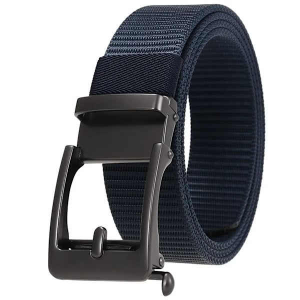 Nylon läderbälte för män Nytt tandlöst bälte med spänne hane midjeband Bredd: 3,5 cm Längd: 120 cm Black 115CM