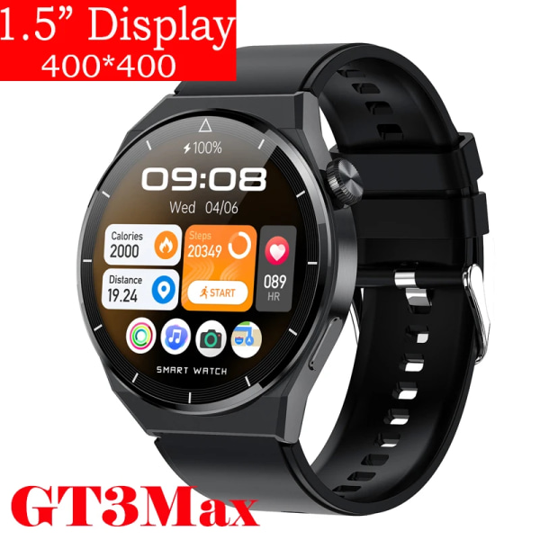 för Huawei Watch GT3 Smart Watch Herr Android Bluetooth Call IP68 Vattentät Blodtryck Fitness Tracker Smartwatch Dam Black Silicone smartwatch