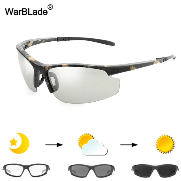 WarBLade Photochromic Solglasögon Män HD Polariserade Solglasögon Man Körglasögon Kameleontglasögon Dag Nattkörning Glasögon B1041