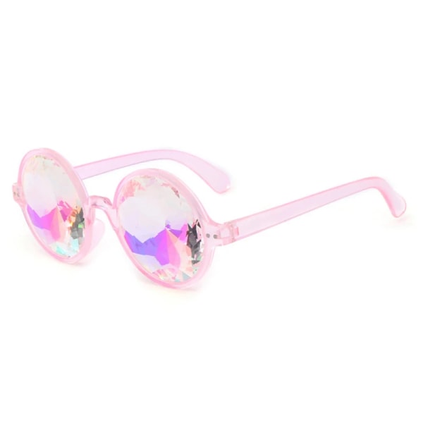 Kalejdoskop Solglasögon Män Kvinnor Fyrkantig ram Diamant Mosaikglasögon Retro Rice Nageldesign Glasögon Snygg festpresent Round Pink