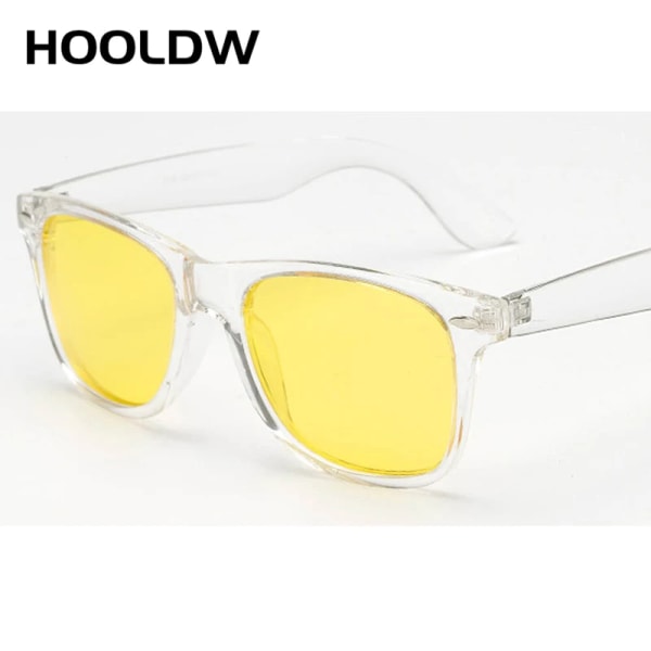 HOOLDW Nya polariserade klara solglasögon Dam Transparent Ram Night Vision Solglasögon Spegel Reflexglasögon UV400 Glasögon clear night vision