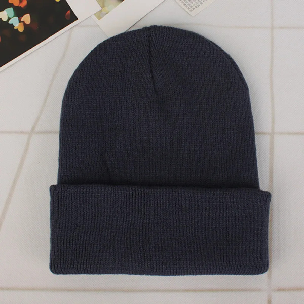 Mössa Vinter för Kvinnor Män Pojkar Flickor Virkad Skullies Hatt Enfärgad Unisex Höststickad Mössa Cap Vilda Tillbehör dark grey Head 45-60cm