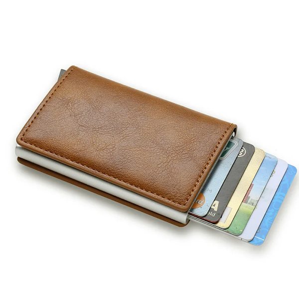 Anti Rfid Kreditkortshållare Smart Minimalistisk Plånboksficka Män Kvinnor Smal Korthållare Bank Säkert Case Red (Name Service)