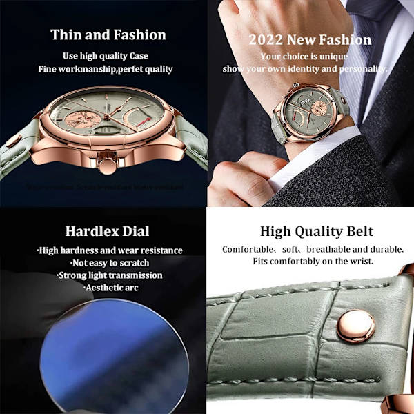 Schweiziskt märke POEDAGAR Sport Watch 2022 New Fashion Big Dial Armbandsur Luxury Waterproof Calendar Quartz Läder Watch White Leather