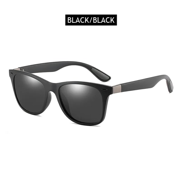 FUQIAN polariserade solglasögon Män Kvinnor Klassisk fyrkantig plast Solglasögon Manmode Svarta nyanser UV400 Black Black Polarized