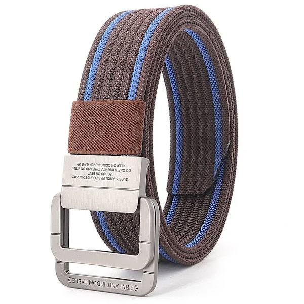 Snygga män Bälten Dubbla ringar Metall Skjutspänne Canvas Stickad Snabbtorkande Jeans Accessoarer Utomhus midjerem Unisex Cinto Color10 110cm