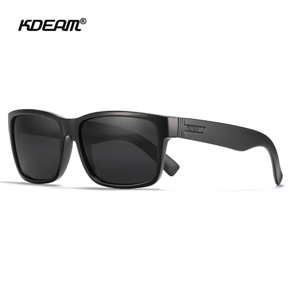 KDEAM 2021 New All Black Square Polarized Solglasögon Herr Flat Top Designer Polaroidglasögon Tillbehör ingår CE C14 mirrored red