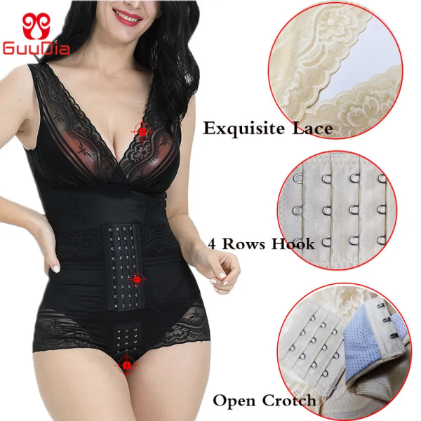 GUUDIA Waist trainer för kvinnor Magkontroll Helkroppsformare Slim Cincher Seamless Shapewear Midja Slimming Bodysuits sexy black M
