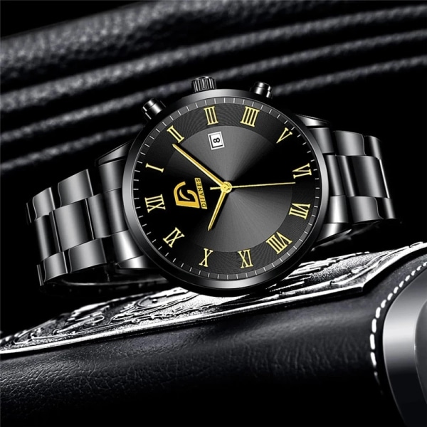 reloj hombre Mode Herrklockor Lyx rostfritt stål Kalender Quartz Armbandsur Herr Business Armband Watch watch homme As Shown 4