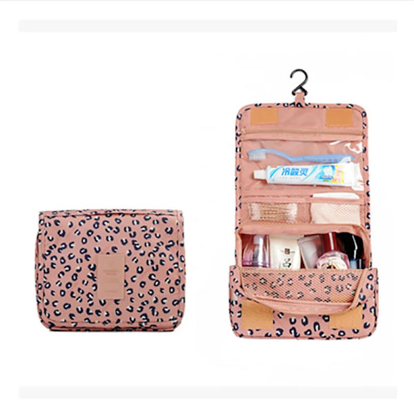 Badkar Hängande Resor Herr Toalettväska Hane Vattentät Organizer Nylon Necessaire Sminkväska Neceser Kosmetiska väskor Kit Leopard dots