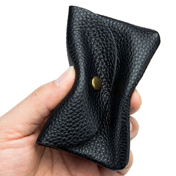 Riktigt läder Kredit Business Minikort Plånbok Man Kvinnor Smart Card Hållare Slim Case Myntväska Liten mjuk koläderväska coffee