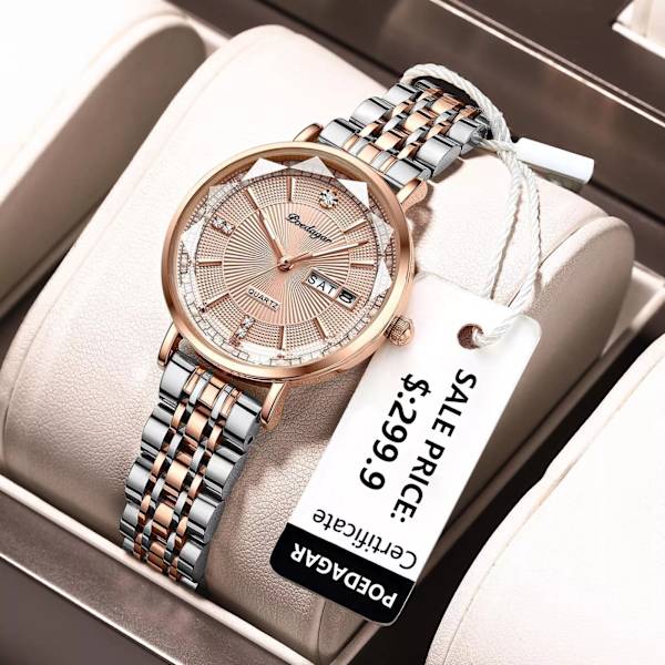 POEDAGAR Watch Rose Gold Mode Quartz Klockor Toppmärke Lyx Damarmbandsur Vattentät Date Week Flickvänpresent Red M