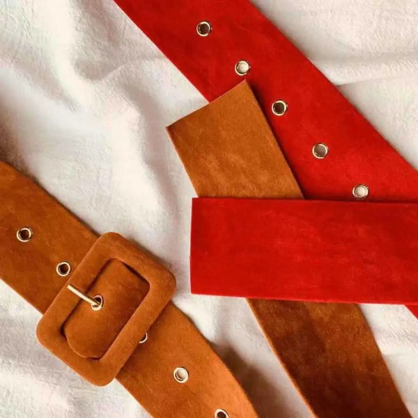 AWAYTR Mockabälten Dam Höst Vinterrock Bälten Stark färg Vild stil Midjeband Nål Spänne omlindad flanell Vintage bälten camel