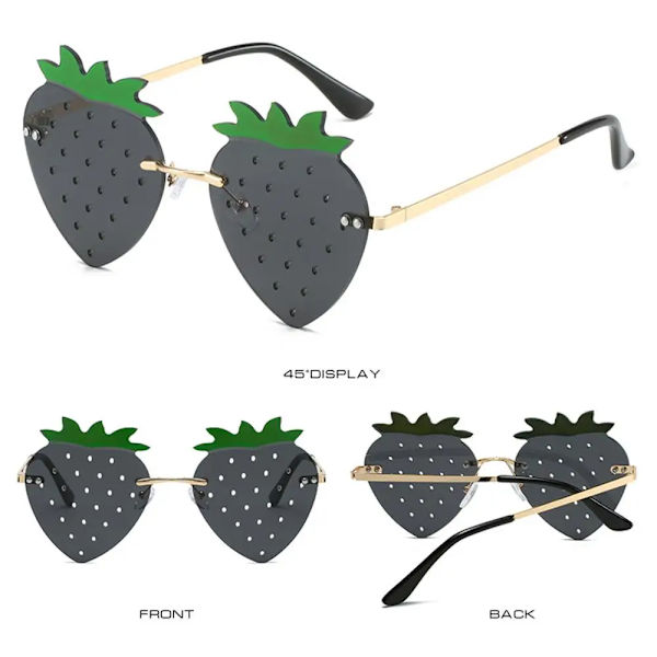 Unika Strawberry Solglasögon för kvinnor Män Festival Party Rave Solglasögon Juldekorationer Street Snap Eyewear Gradient Gray