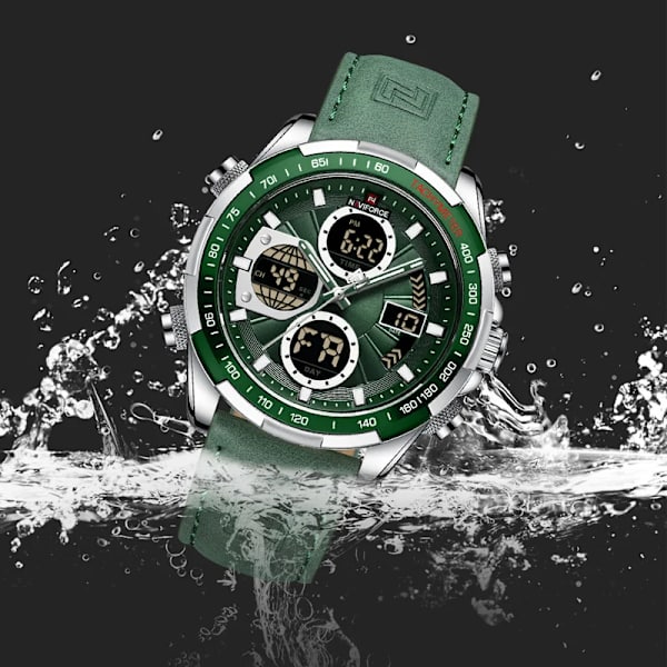 NAVIFORCE Business Lyx Läder Herrklockor Sport Kronograf Watch För Man Vattentät Quartz Armbandsur Nytt Original B-Y-D.BN