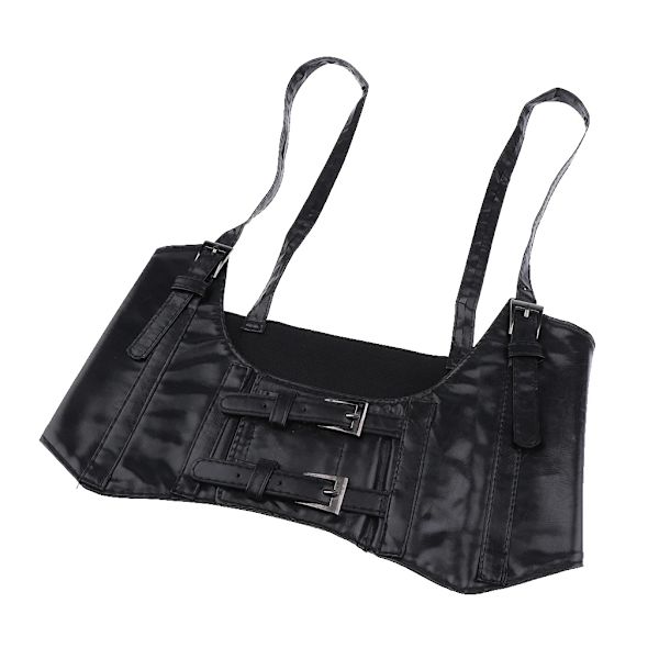 Dam sexigt läder elastiskt brett band midjebälte Waspie korsett Cinch underbyst Black 74cm