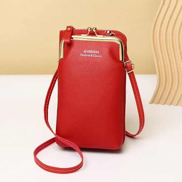 Kvinnor Telefon Crossbody Väska Pu Läder Mini Shoulder Messenger Bag Rese Bärbar myntväska Kortväska Väskor för flickor Plånböcker Red
