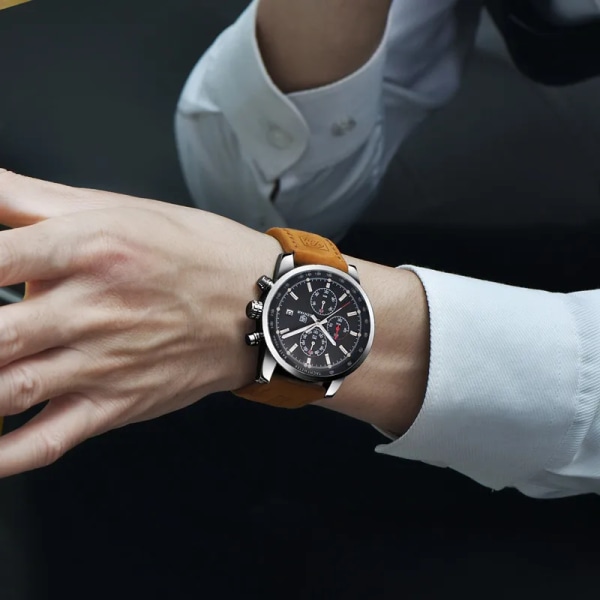 BENYAR Klockor Herr Lyxmärke Watch Mode Kronografklocka Reloj Hombre Watch Man Timme Relogio Masculino 2023 Dack blue and box