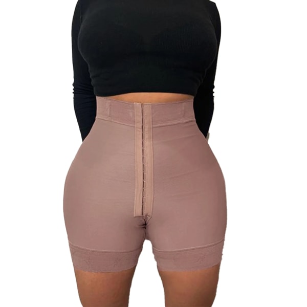 Platt maglyftare för kvinnor Flerfärgad treknäppt elastisk höftshorts Shapewear Underkläder Hemkläder för kvinnor Auburn L