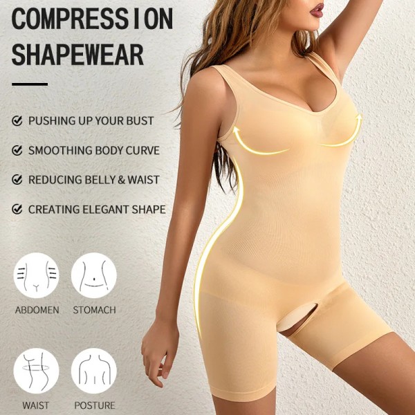 1/2 st Slimming Compression Body Kvinnor Öppen gren Shapewear Korsett Body Shaper Modellering Underkläder Rumplyftare Magkontroll 1PCS Coffee M L 50-70kg