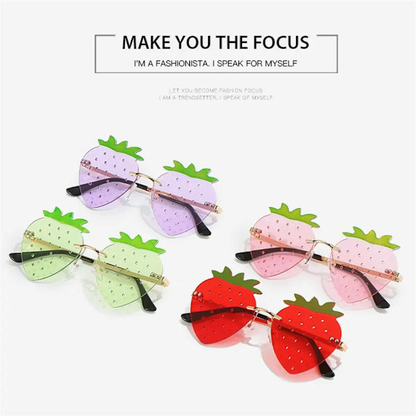 Unika Strawberry Solglasögon för kvinnor Män Festival Party Rave Solglasögon Juldekorationer Street Snap Eyewear Gradient Gray