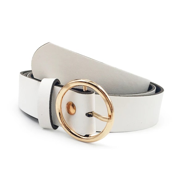 Dammode Stor dubbelring Cirkel Metallspänne Bälte Vild midjeband Dam Breda läderremmar Bälten för fritidsklänning Jeans Style 5 WhiteGold One Size