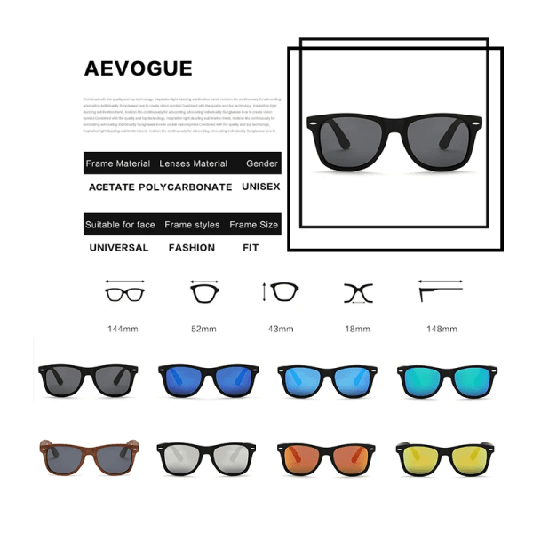 AEVOGUE Polarized Solglasögon för män Unisex -stil Metallgångjärn Polaroidlins av högsta kvalitet Original Oculos De Sol Masculino AE0300 NO5 Follow Picture